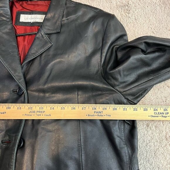 Liz Claiborne Women's Vintage Black Leather Button Up Jacket Size Large - Picture 9 of 10